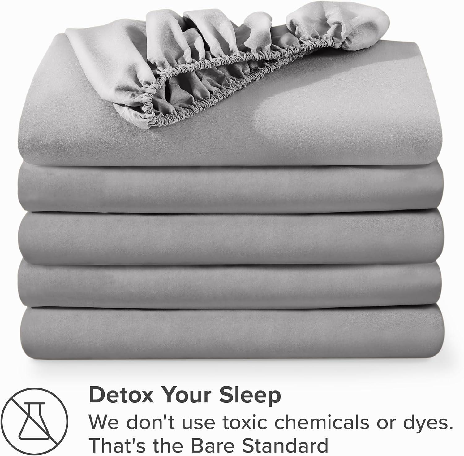 Bare Home 2-Pack Fitted Sheets - Premium 1800 Collection - Ultra-soft - Deep Pocket - Short Queen, Cloud Gray