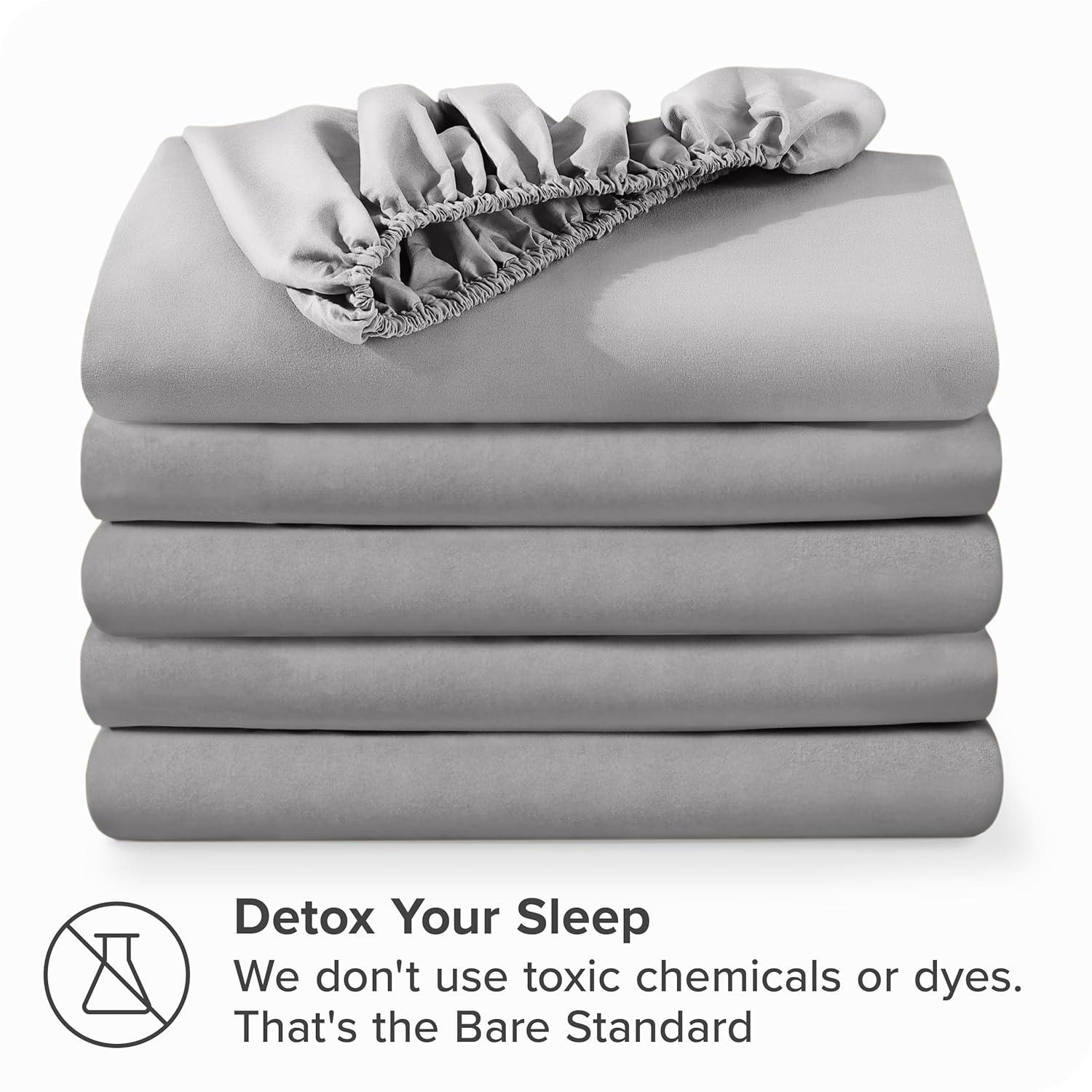 Bare Home 2-Pack Fitted Sheets - Premium 1800 Collection - Ultra-soft - Deep Pocket - Short Queen, Cloud Gray