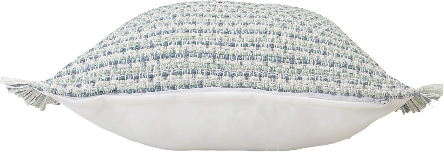 Ox Bay Interwoven Coastal Fringed Indoor/Outdoor Throw Pillow, 24" Square, Blue / Green