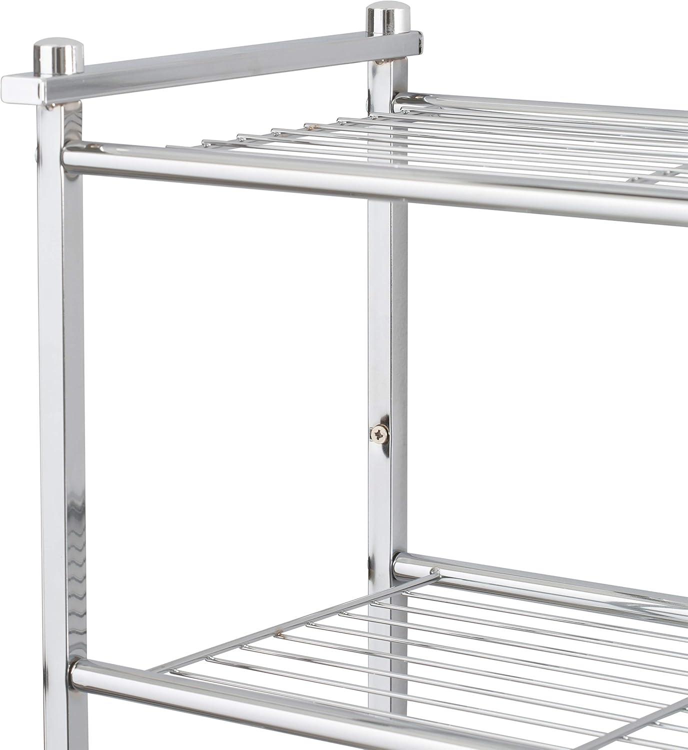 Chrome 2-Tier Wall Mounted Bathroom Shelf with Towel Bar