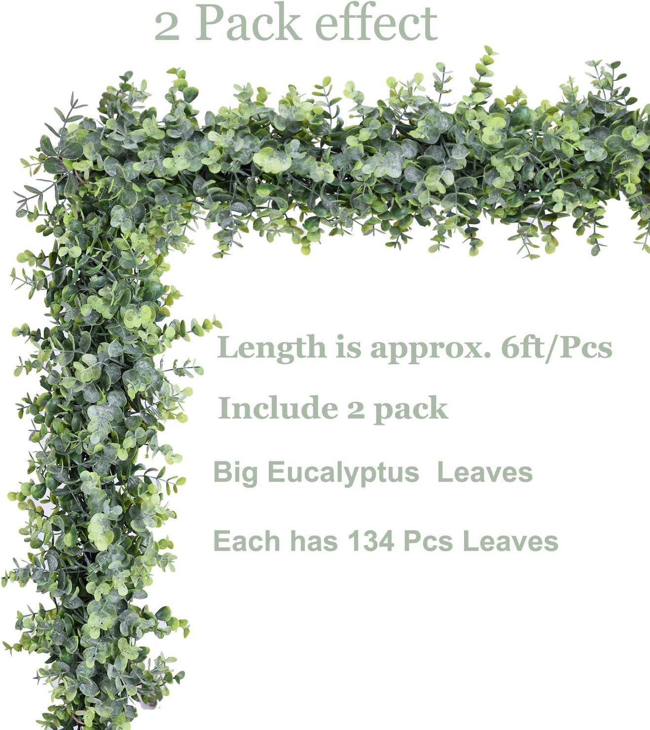 KUOZHUOW Artificial Vines Faux Garland 2 Pack Greenery Garland Wedding Arch Wall Decor 6 Feet/pcs Hanging Plant For Table Festival Decorations