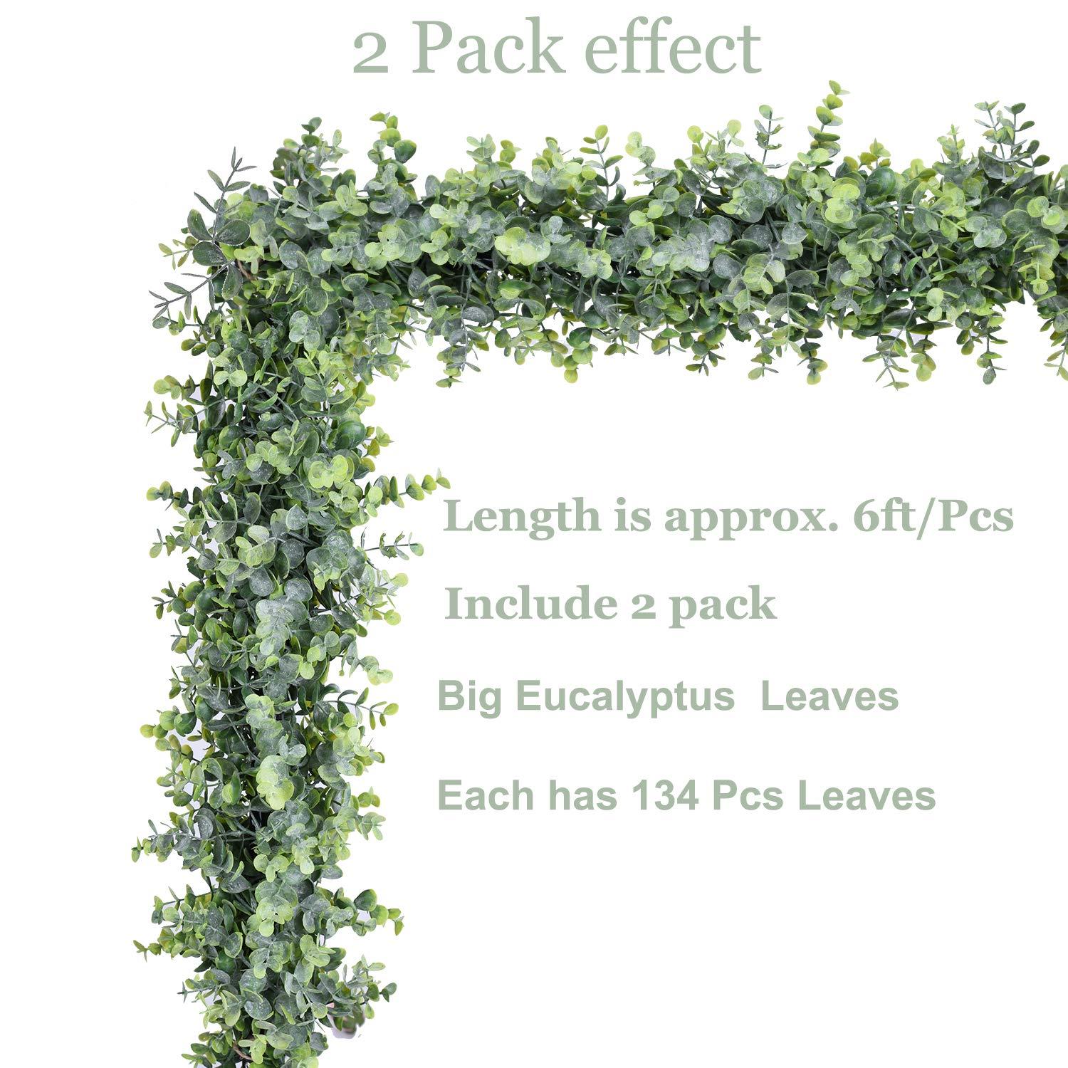 KUOZHUOW Artificial Vines Faux Garland 2 Pack Greenery Garland Wedding Arch Wall Decor 6 Feet/pcs Hanging Plant For Table Festival Decorations