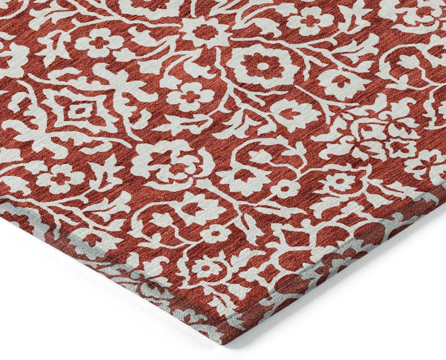 Red and White Synthetic Flat Woven Rectangular Rug 2'6" x 3'10"