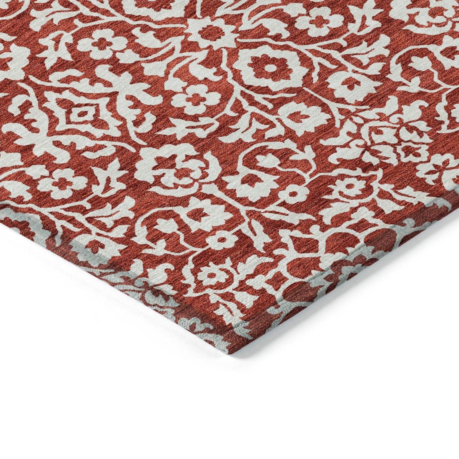 Red and White Synthetic Flat Woven Rectangular Rug 2'6" x 3'10"