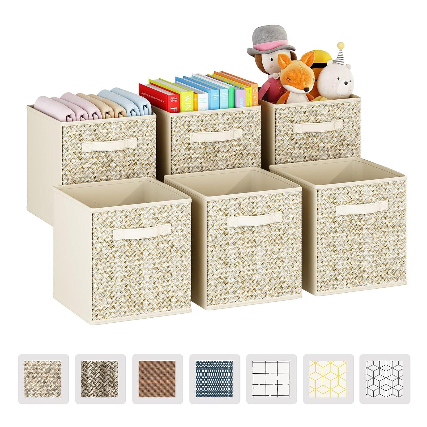 Wisdom Star 6 Pack Fabric Storage Cubes with Handle, Foldable 13x13x15 Inch Cube Storage Bins, Storage Baskets for Shelves, Storage Boxes for Organizing Closet Bins