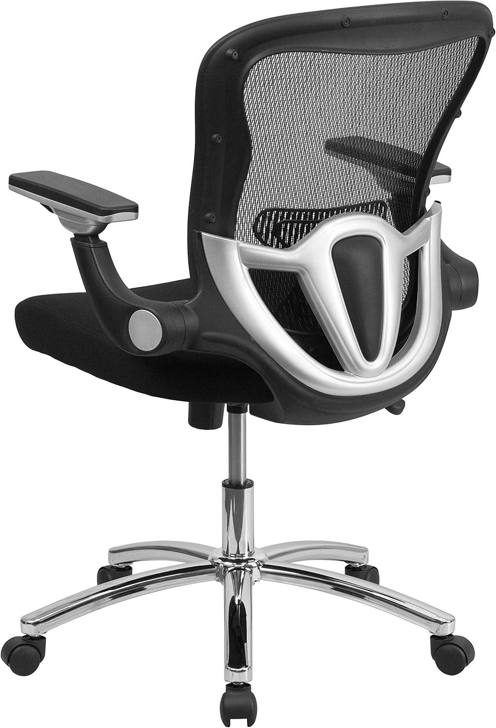 Flash Furniture Sam Mid-Back Black Mesh Executive Swivel Ergonomic Office Chair with Height Adjustable Flip-Up Arms