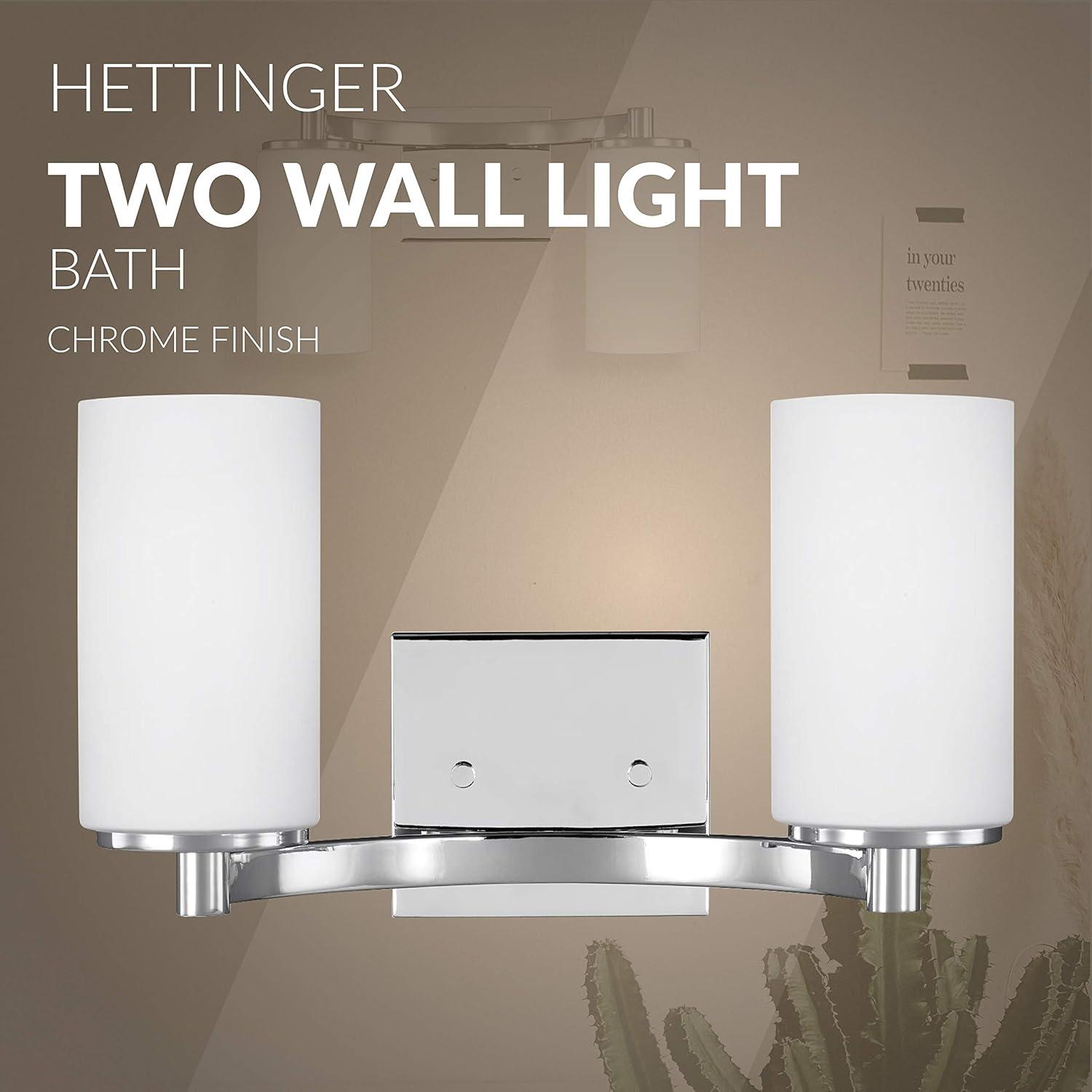 Hettinger Chrome 2-Light Vanity with Etched Glass Shades