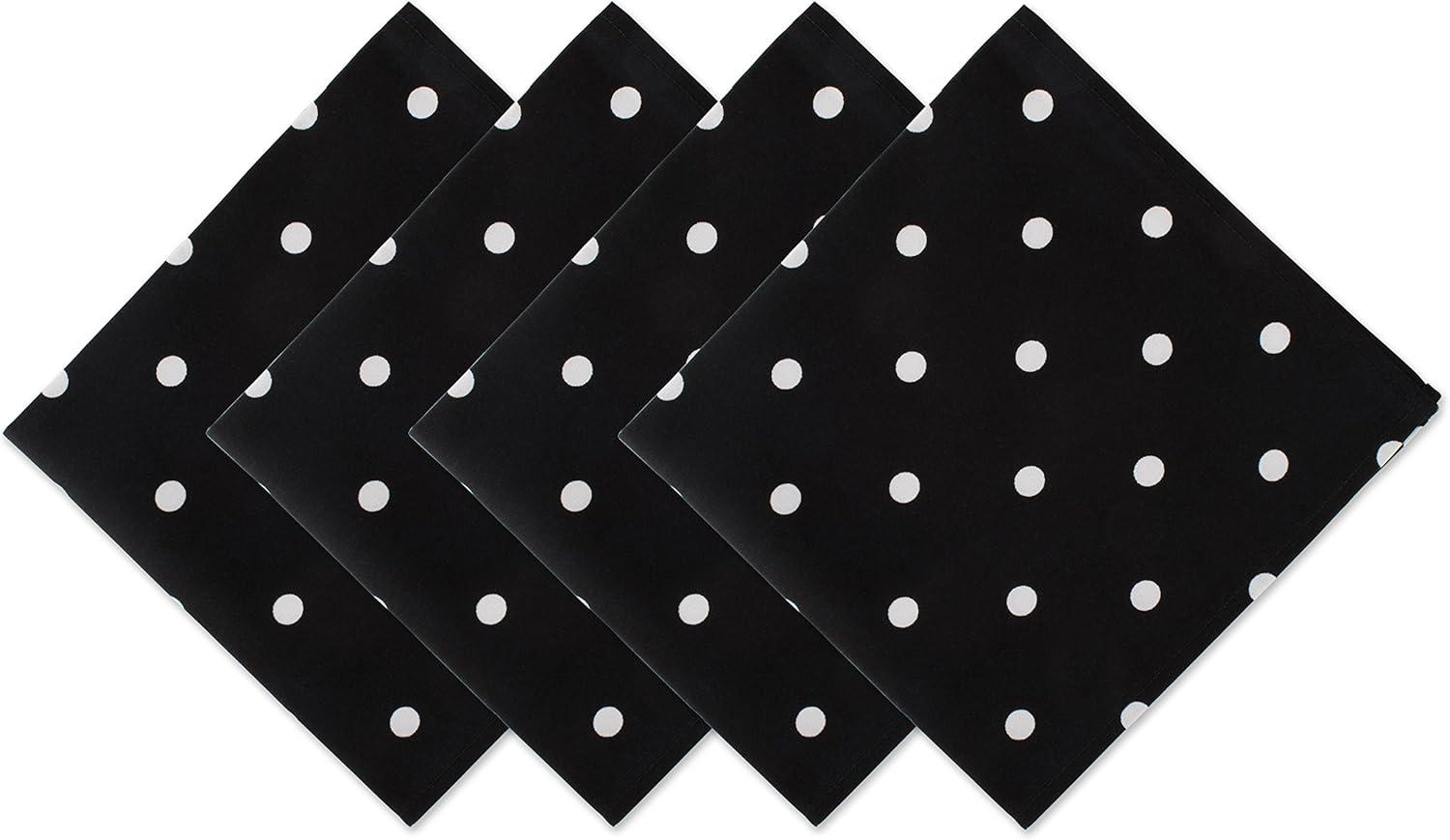 Black and White Polka Dot Cotton Napkins, Set of 4