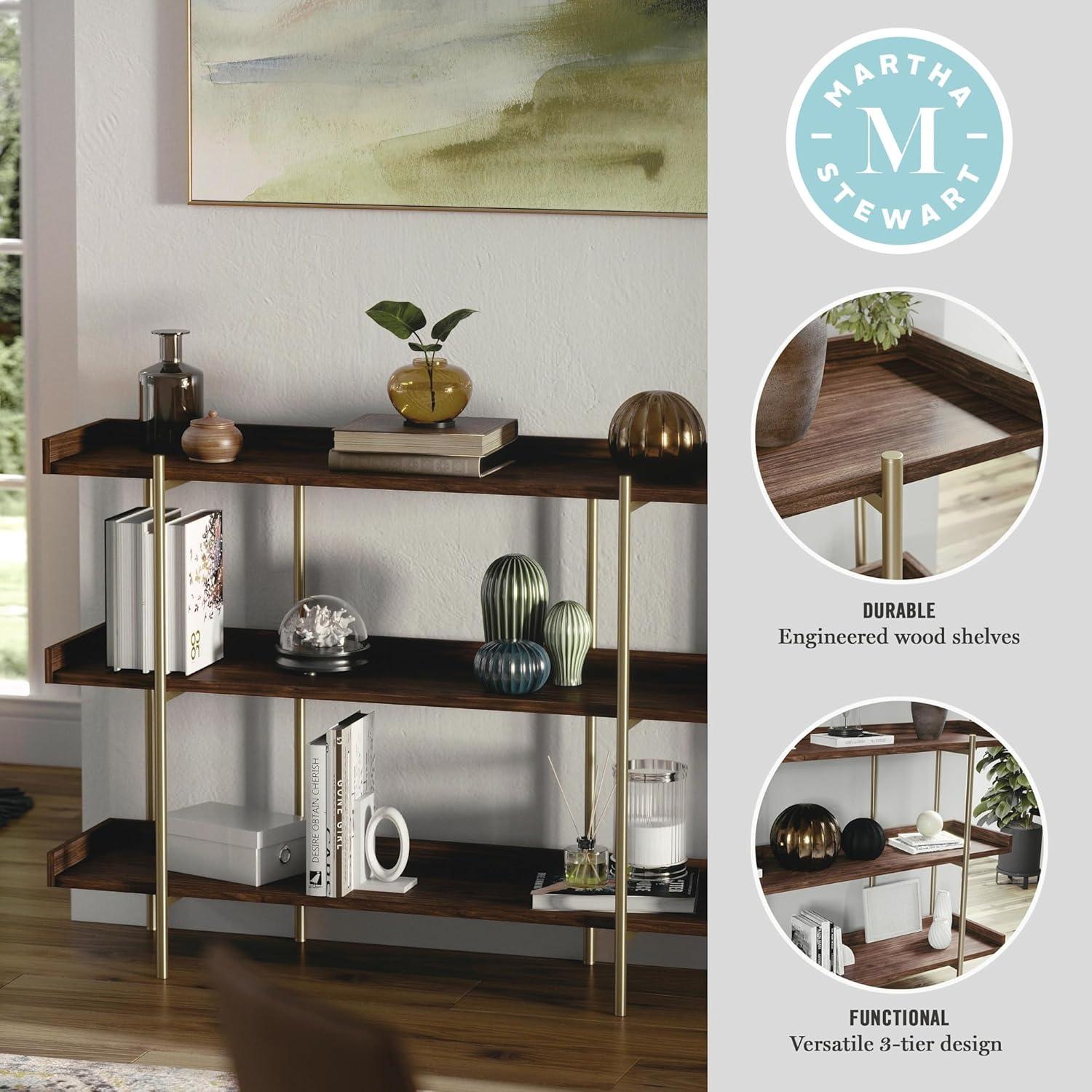 Martha Stewart Raines Martha Stewart Emmett 3 Shelf Storage Display Unit Bookcase with Metal Frame