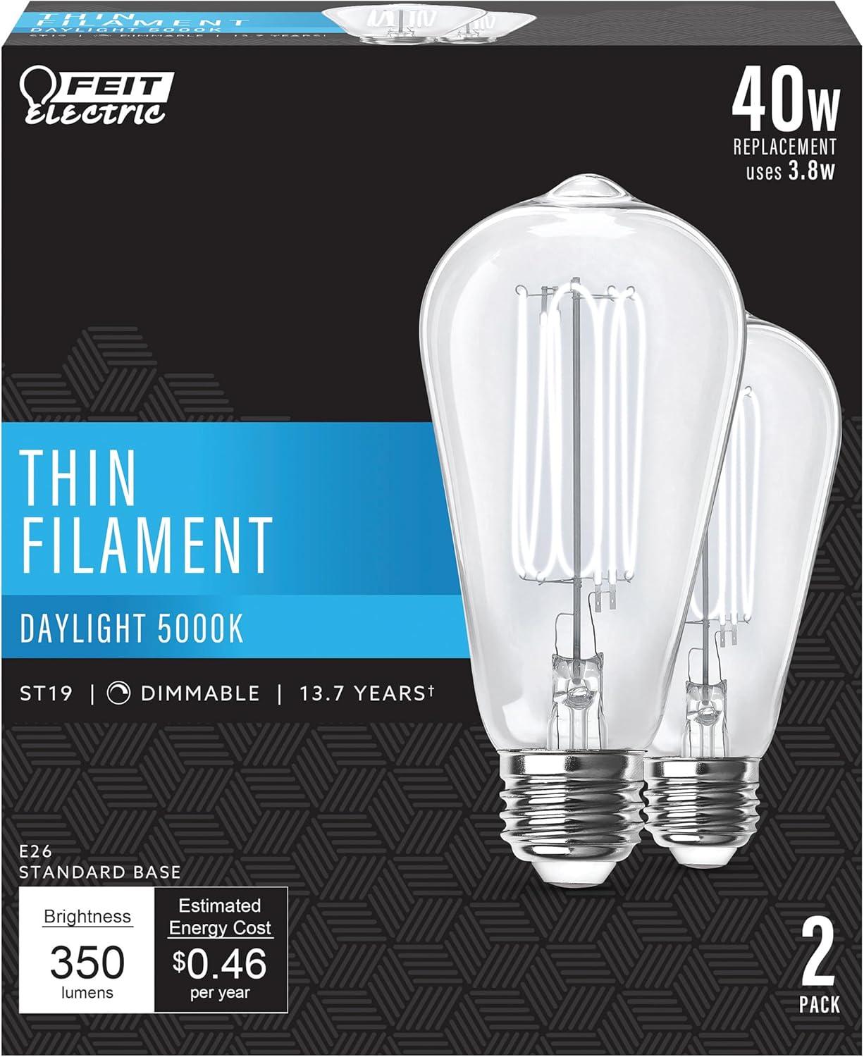 Feit Electric Clear ST19 Dimmable LED Filament Bulbs 2-Pack