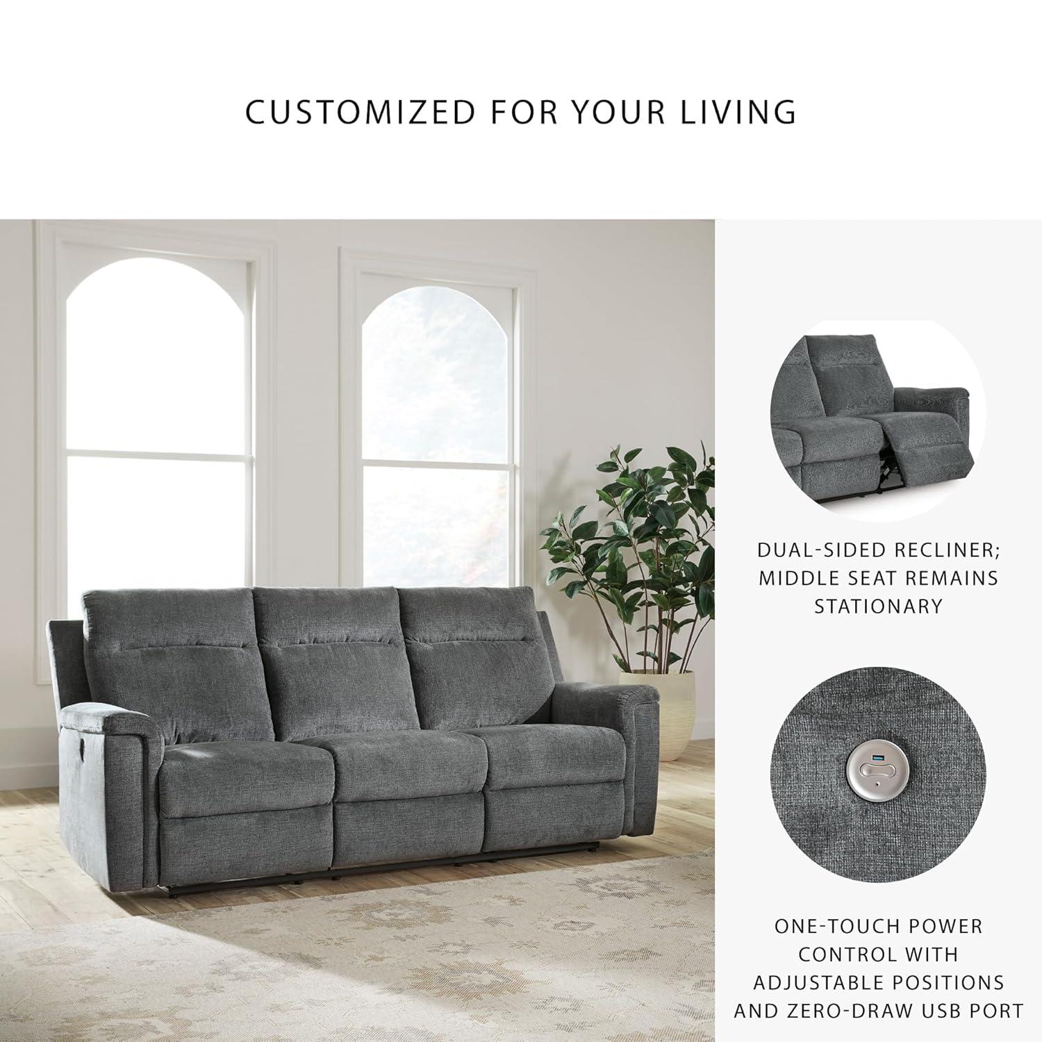 Gray Fabric Power Reclining Sectional Sofa