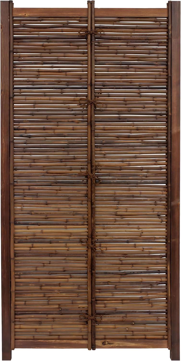 71" Brown Bamboo and Wood Zen Garden Fence Panel