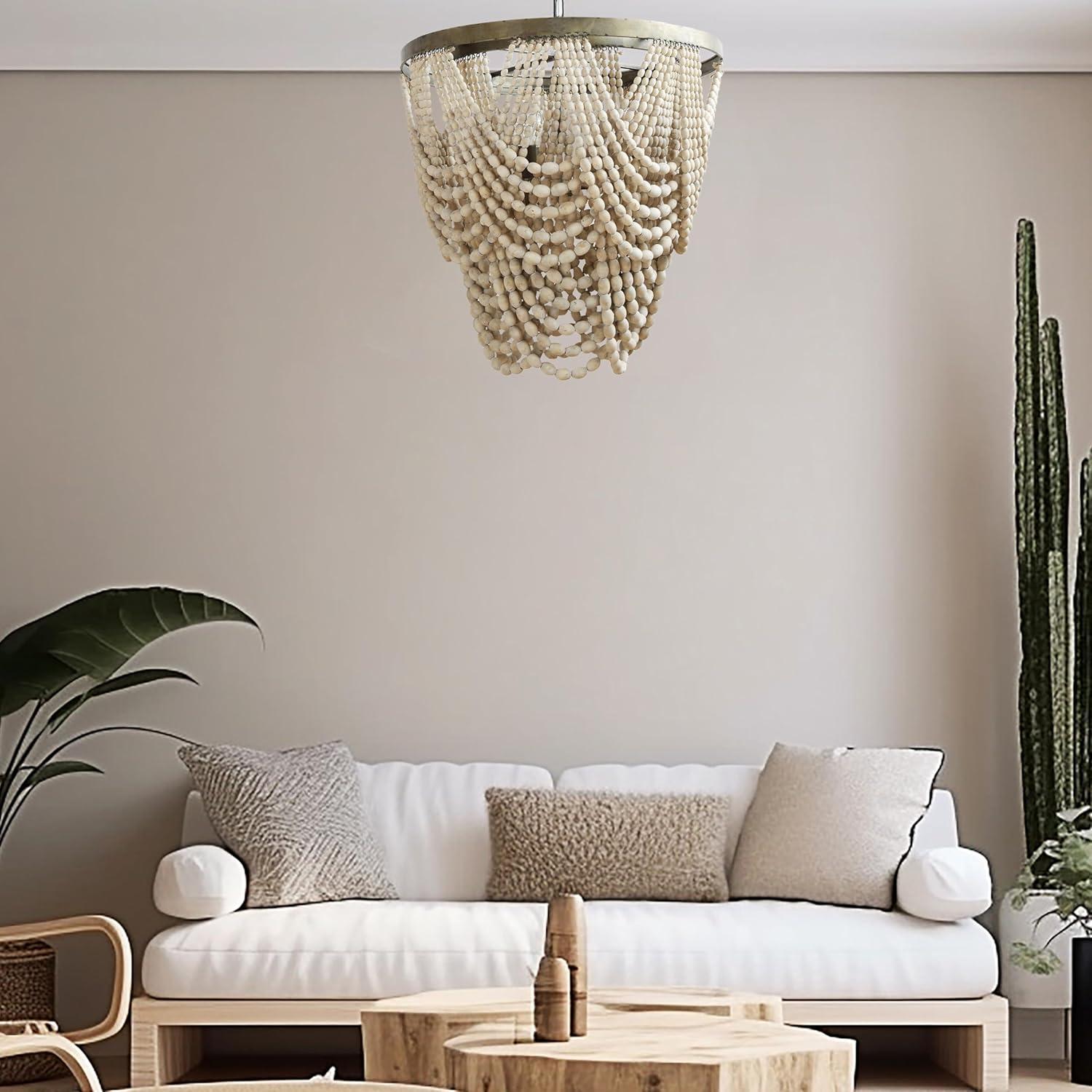 Storied Home Draped Wood Bead Chandelier