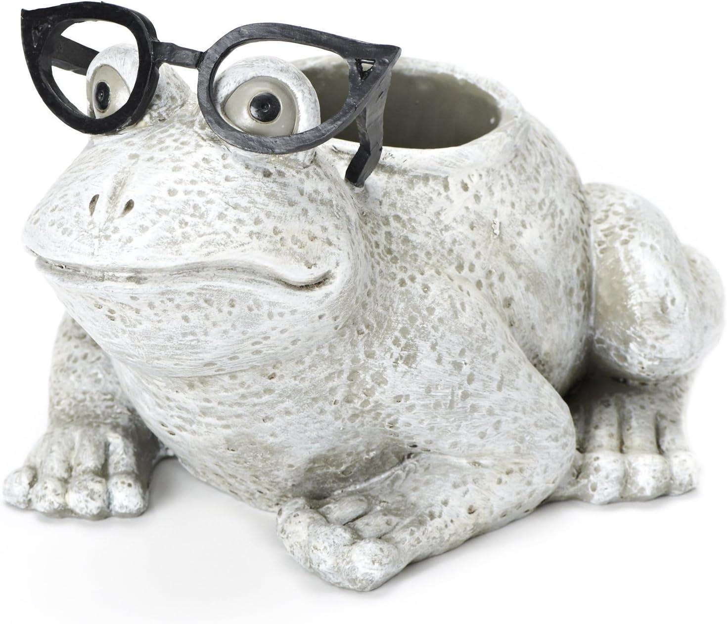 Roman 9.75" Frog Spring Outdoor Patio Garden Planter - Gray
