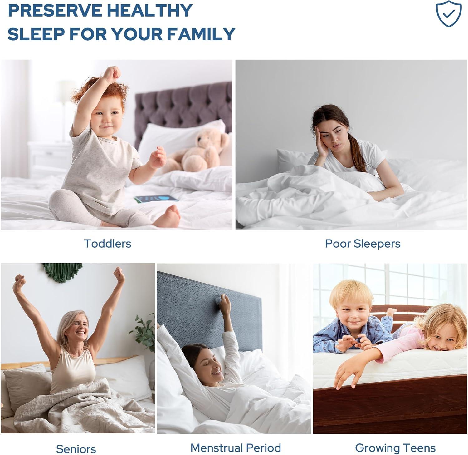 2 Pack Waterproof Mattress Protector, Twin Size Mattress Pad with Deep Pocket Fitted Up to 6-15 inches, Soft Noiseless Single Bed Mattress Cover for Bedroom, Dorm Room