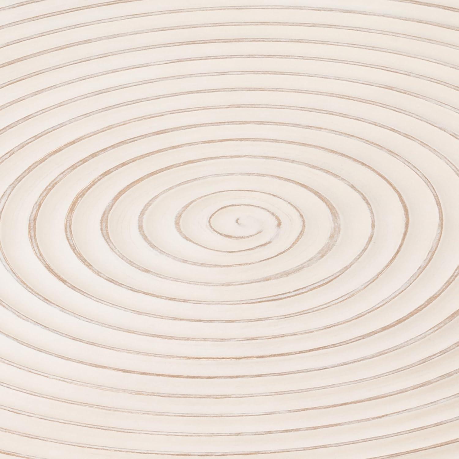 COZAYH Rustic Handmade Ring Pattern MDF and Metal Coffee Table, White