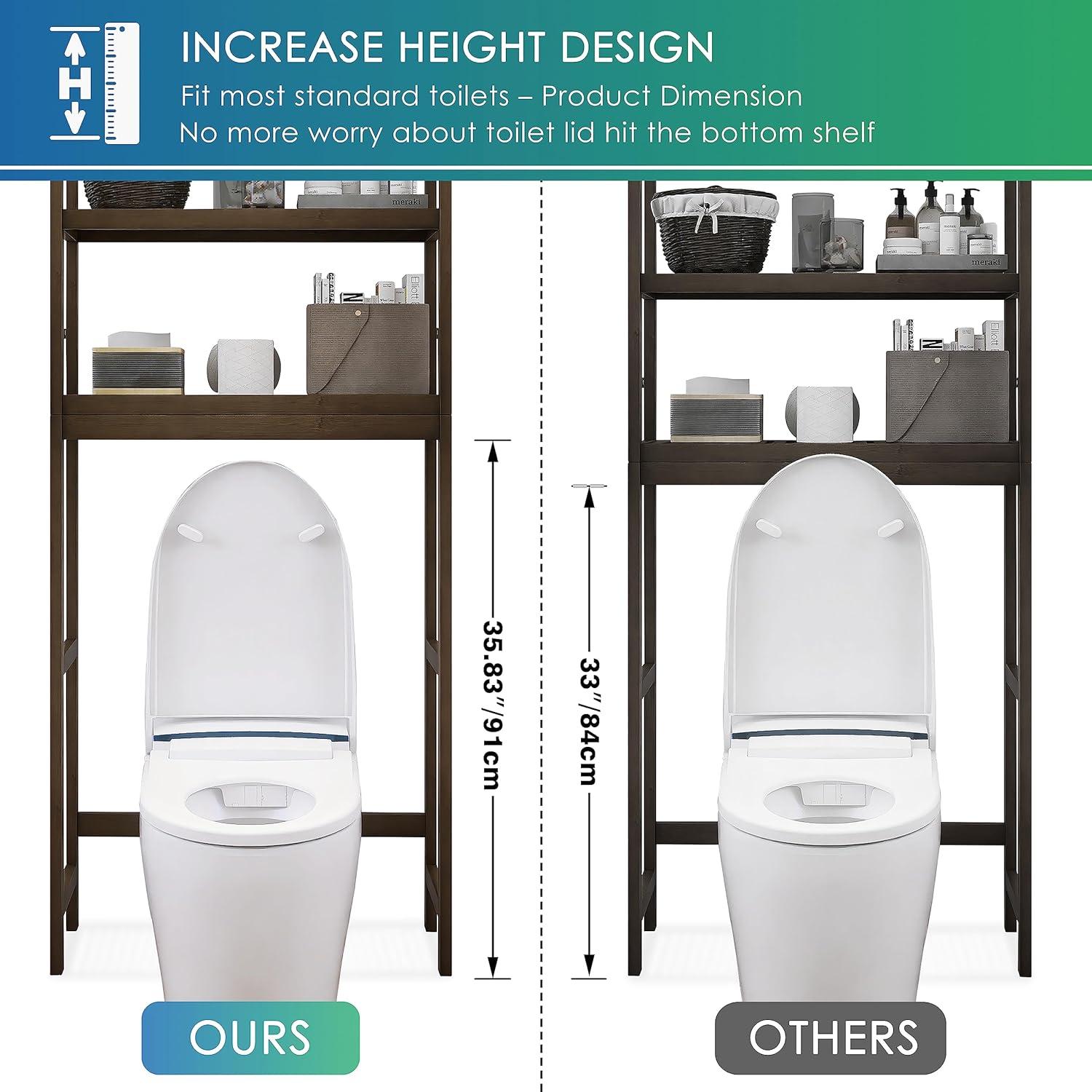 Walnut Bamboo Adjustable Over-the-Toilet Storage Shelf