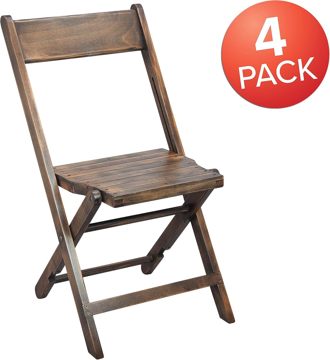 Flash Furniture Slatted Wood Folding Special Event Chair - Antique Black, Set of 4