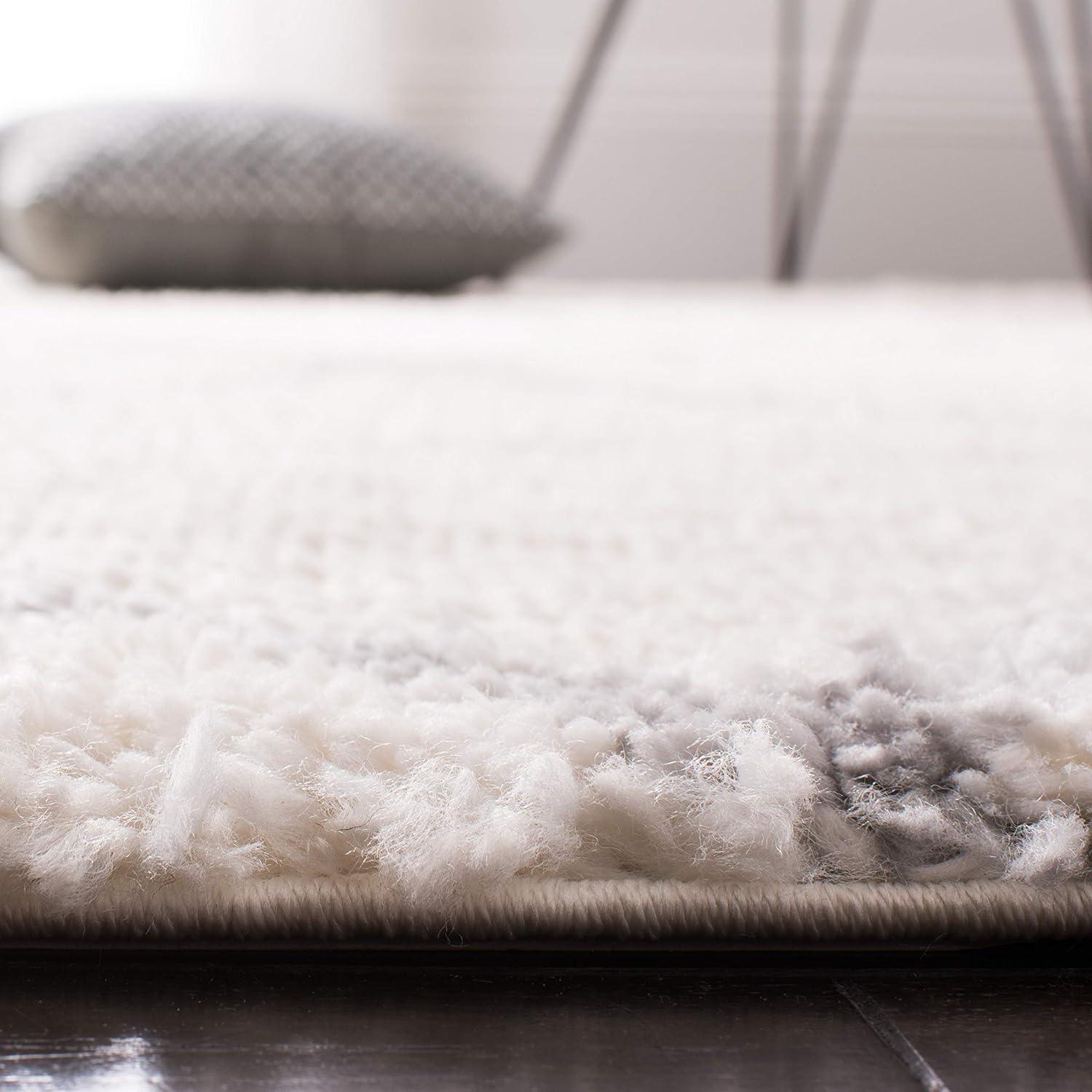 Parma Shag PMA515 Power Loomed Indoor Area Rug - 8'x10' - Cream/Grey - Safavieh