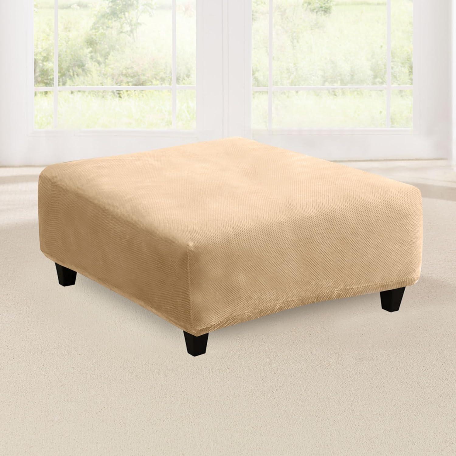 Stretch Pique Large Ottoman Slipcover - Sure Fit