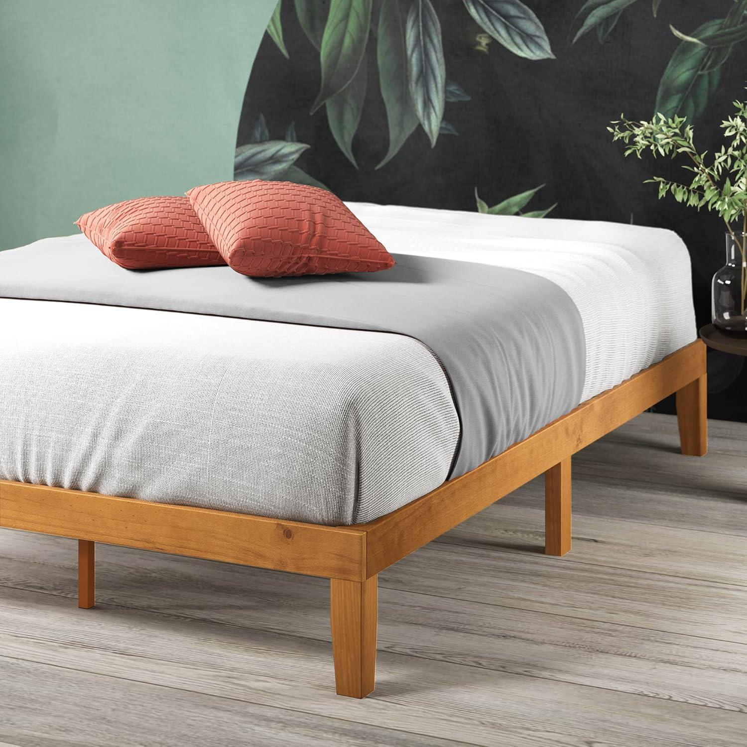 Queen Alexia Standard Wood Platform Bed Frame Natural - Zinus