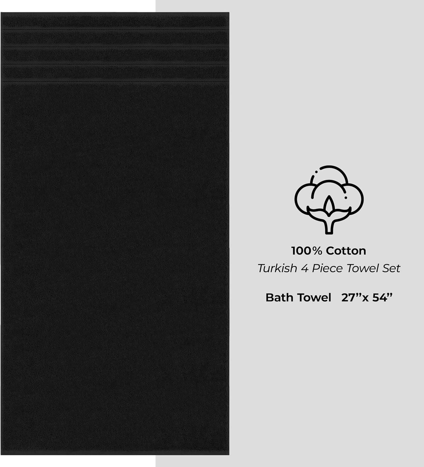 Luxury Extra Large Black Turkish Cotton Bath Towel Set