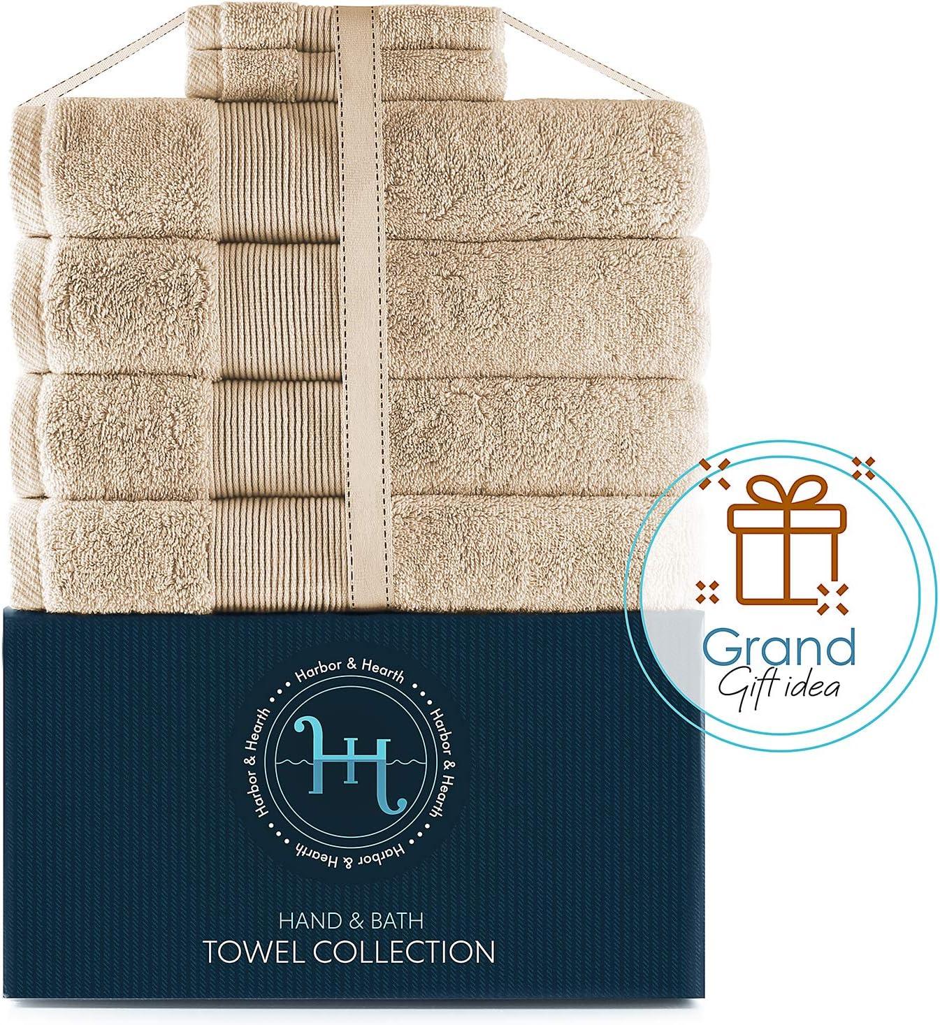 Hearth & Harbor 100% Cotton Towel Sets for Body and Face