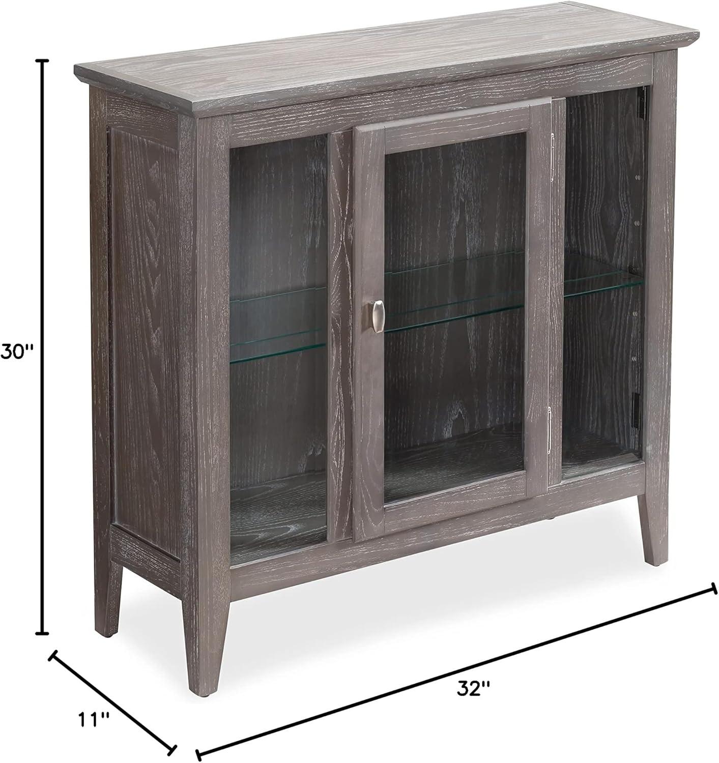 Weathered Gray Lighted Entryway Curio Cabinet with Beveled Glass