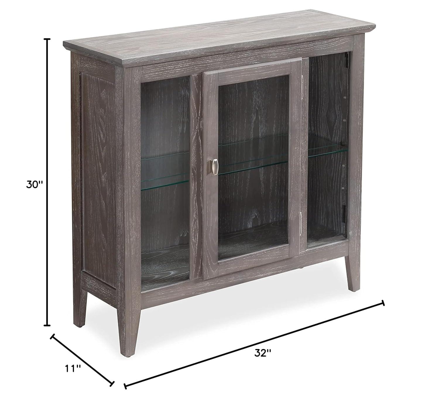 Leick Home Entryway Curio Cabinet with Interior Light in Distressed Gray Wash