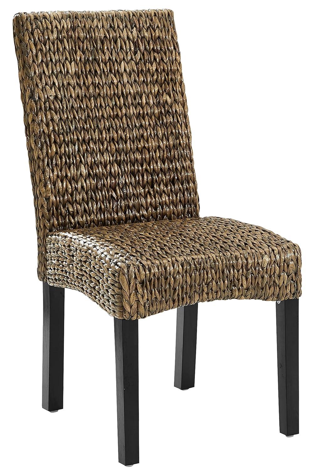 Set of 4 Edgewater Dining Chairs Seagrass/Dark Brown - Crosley