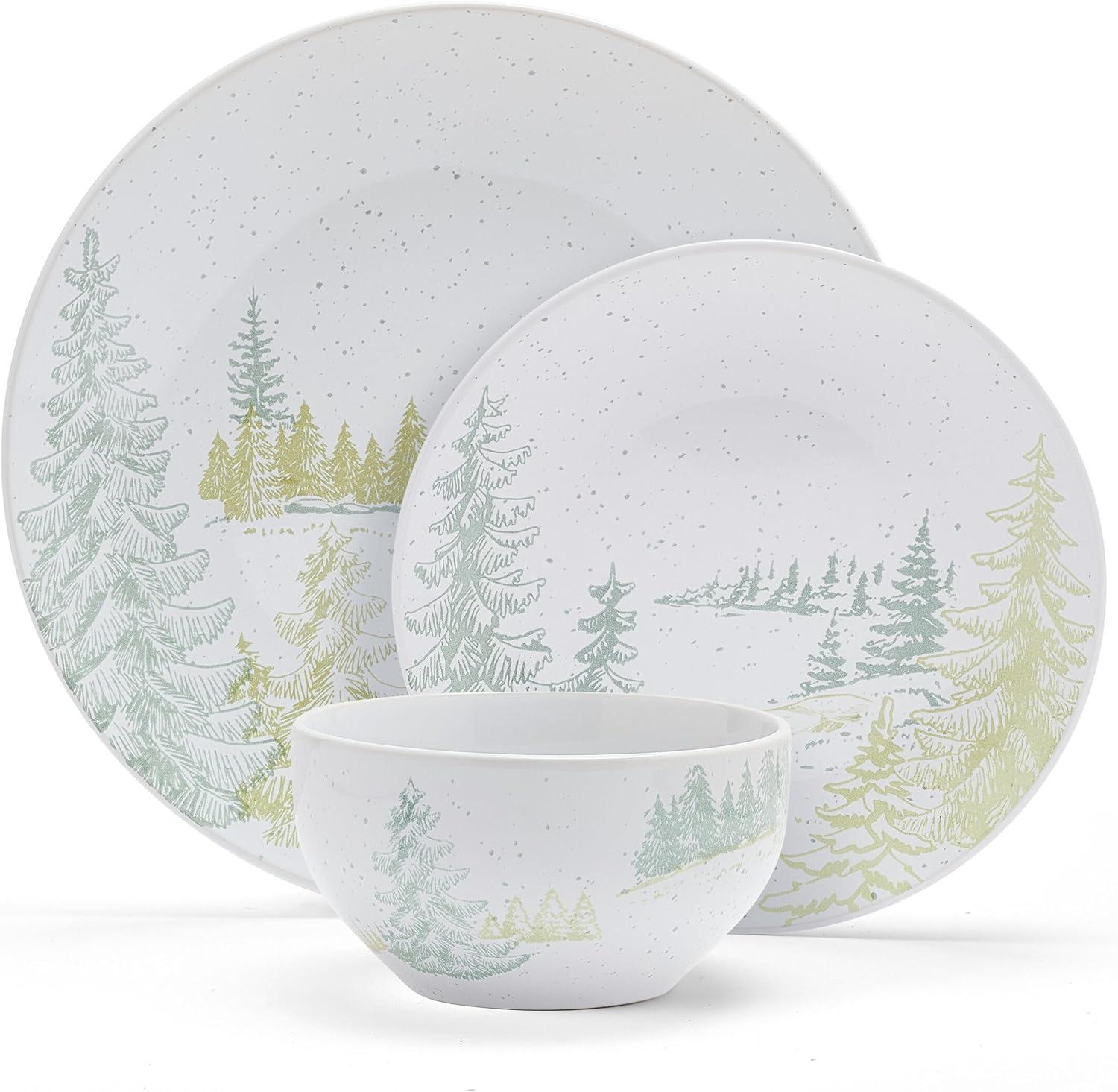 Pfaltzgraff Tranquil Trails 12 Piece Stoneware Dinnerware Set White