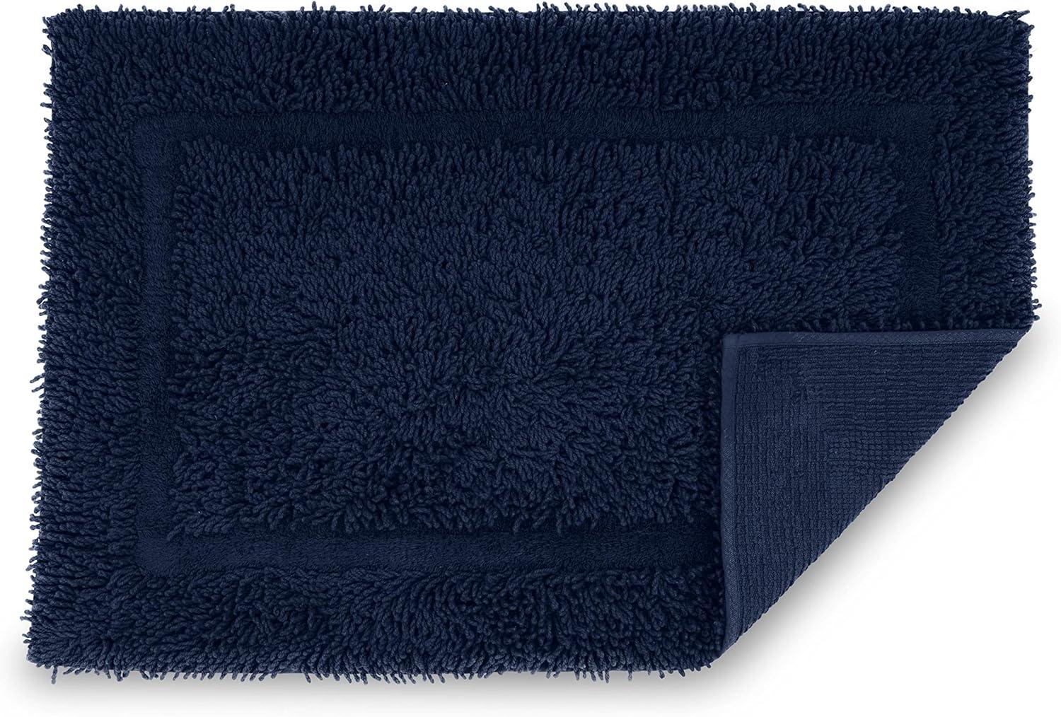 Martex 100% Cotton Bath Rug - Quick Dry - Ultra Soft & Extra Absorbent Non-Slip Bath Rug (Navy)