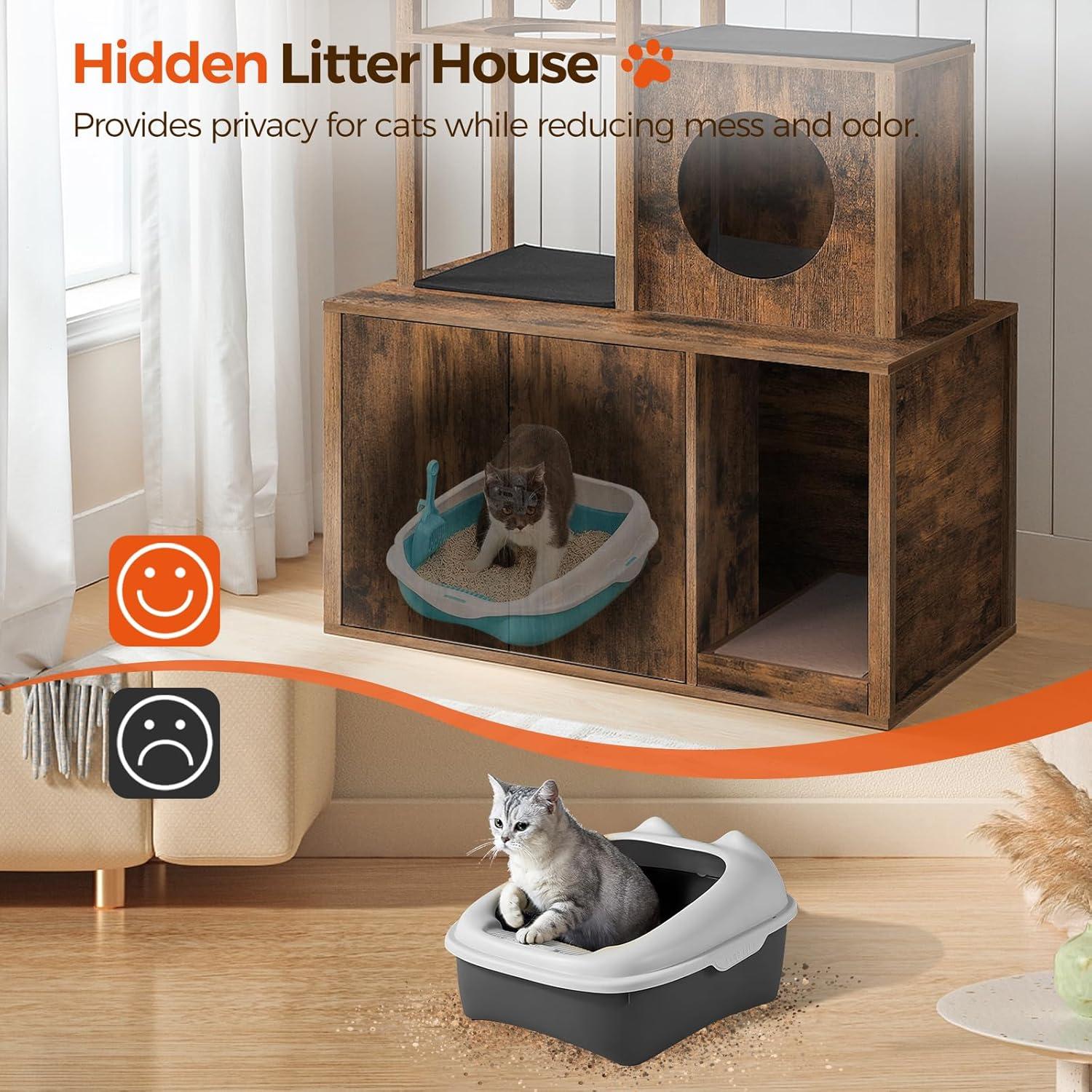 Archie & Oscar™ Cat Tree Hidden Cat Litter Box Furniture With Condo And Plush Ball