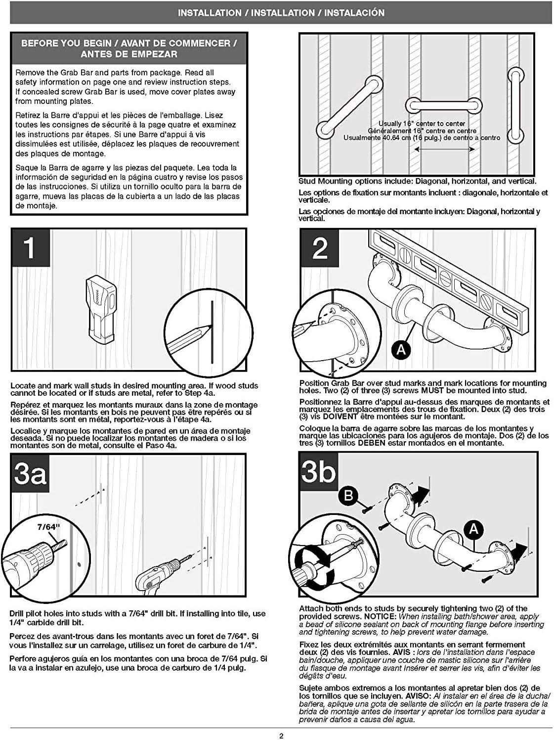 Delta Carlisle 24" Satin Nickel Stainless Steel Shower Grab Bar