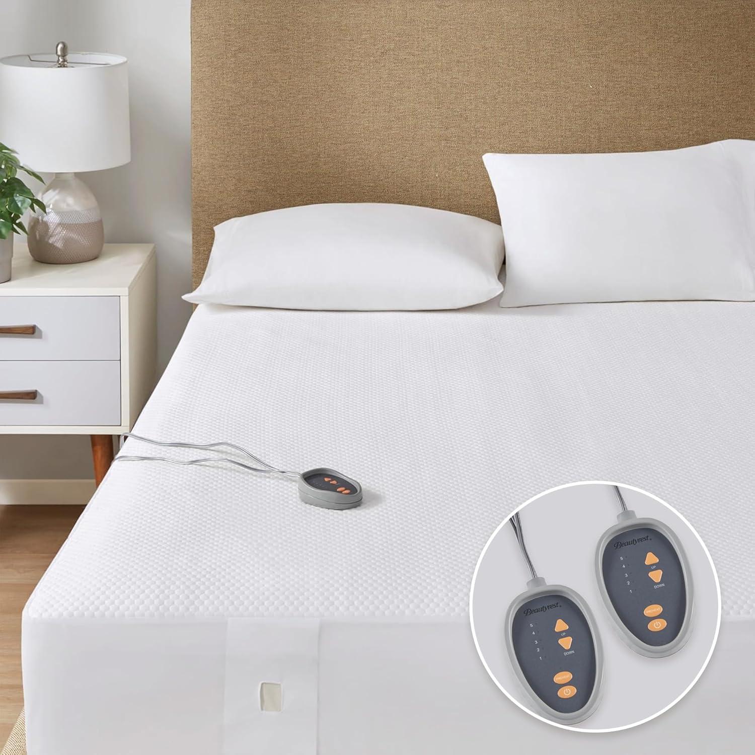 Full Size White Cool Touch Heated Mattress Pad