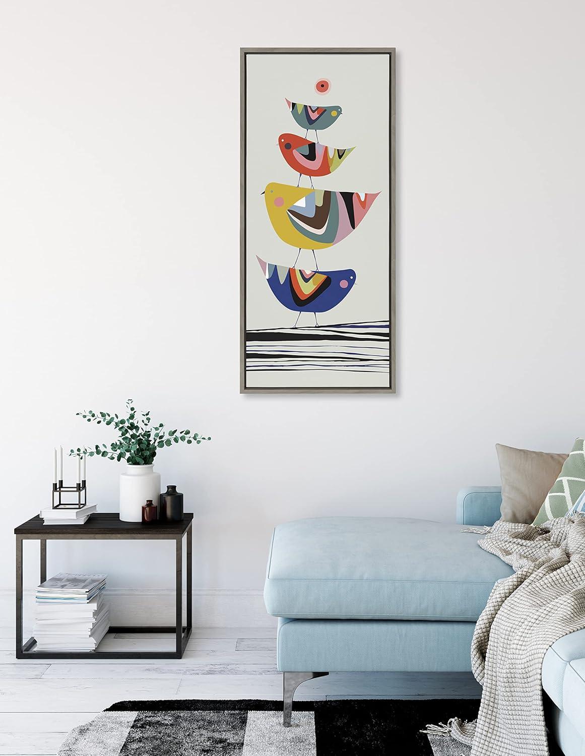 Kate and Laurel Sylvie The Family Tree Framed Canvas by Rachel Lee of My Dream Wall, 18x40, Gray