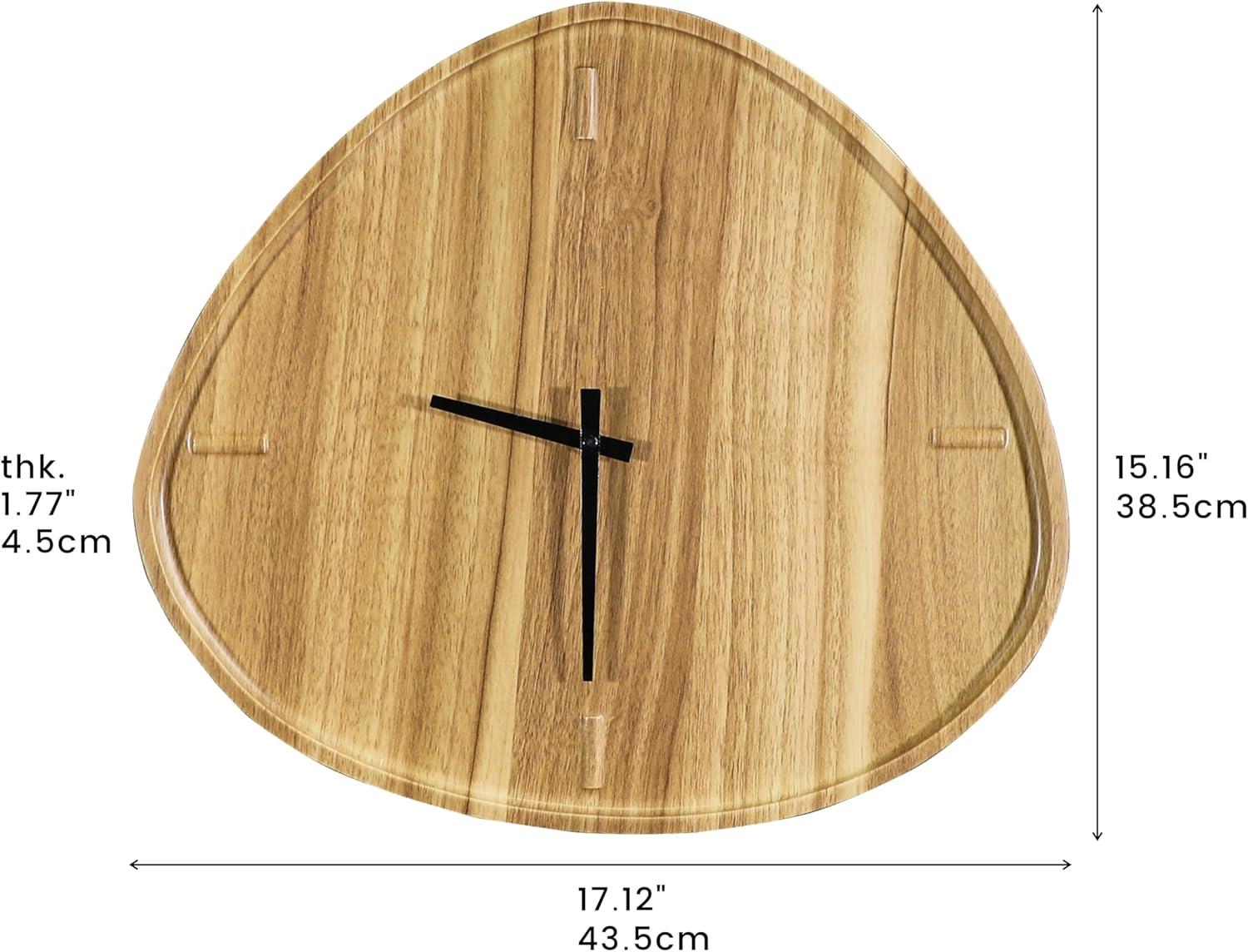 [PJ Collection] Irregular Shape Wood Wall Clock, Decorative Modern Wall Clock, Decorative Modern Wall Clock, Battery Operated, Silent Non-Ticking (Yellow Pine Wood Pattern)