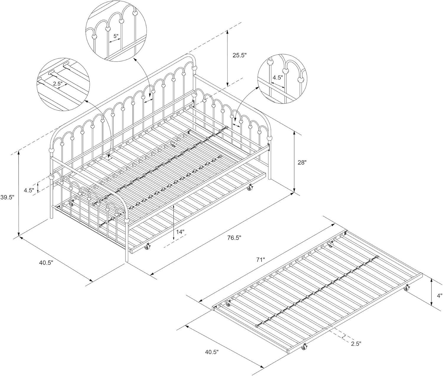 Bright Pop Metal Daybed with Trundle