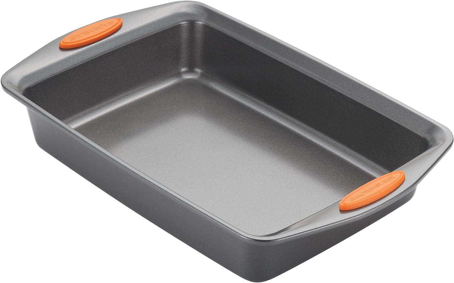 Orange Carbon Steel Nonstick Cake Pan with Lid, 9" x 13"