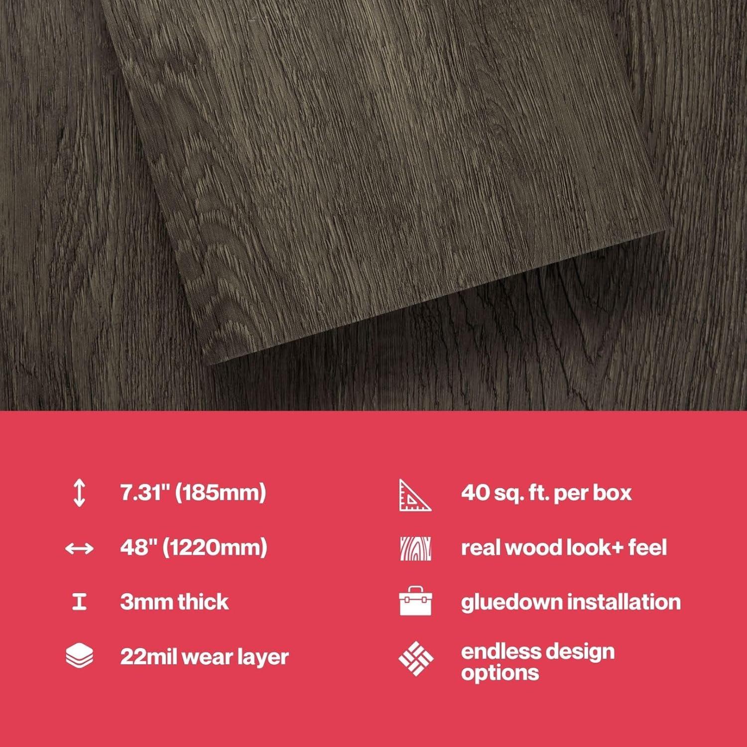 Lucida USA GlueCore Classic 22mil x 7.3" W x 48" L Glue Down Vinyl Tile Flooring