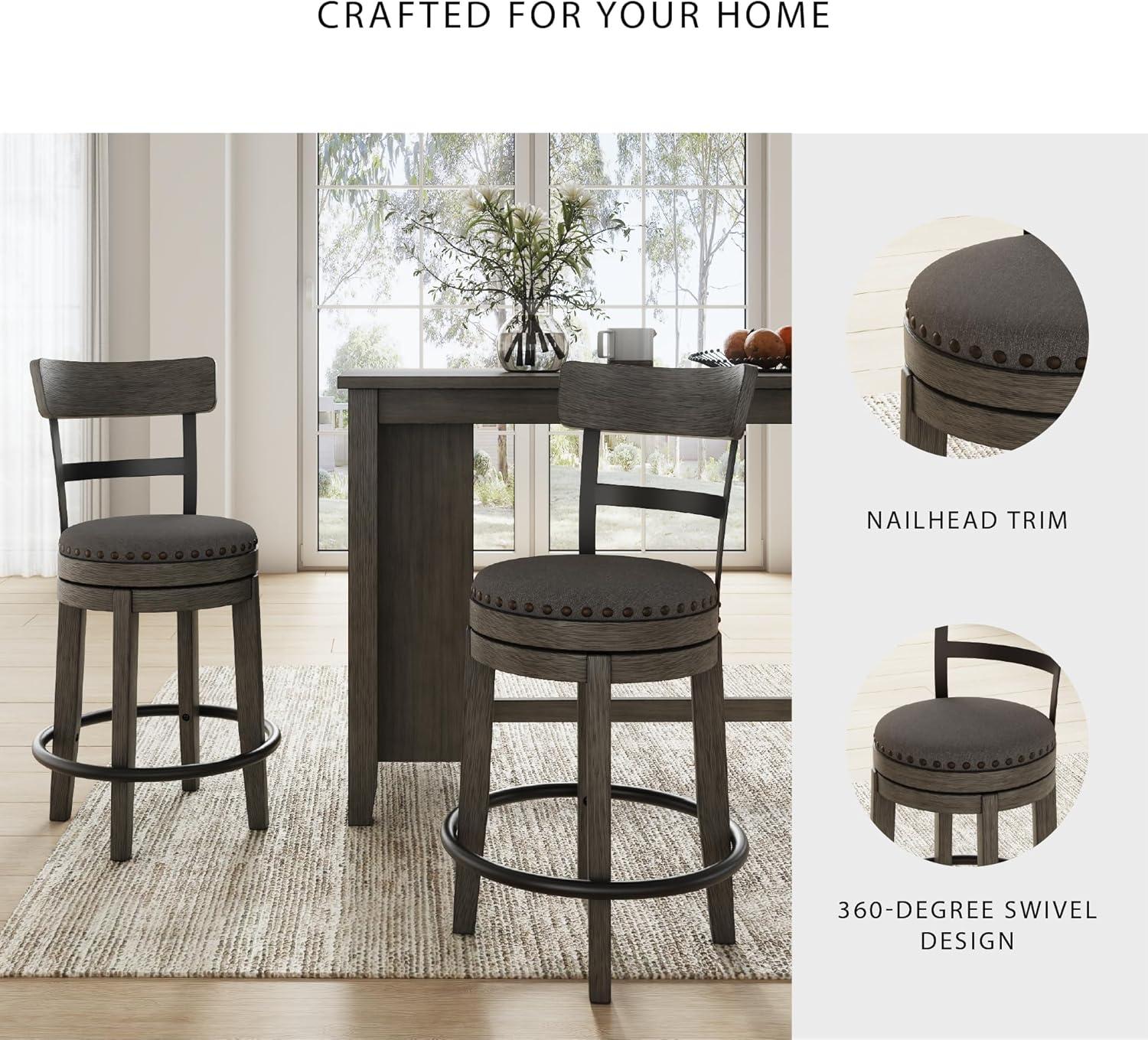 Caitbrook Counter Height Barstool Gray - Signature Design by Ashley: Polyester Upholstery, Nailhead Trim, Swivel Seat