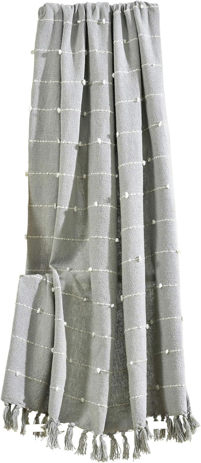 50"x60" Boho Tufted Cotton Woven Tassel Throw Blanket with Fringes Light Gray - Lush Décor: Decorative for Bed & Couch