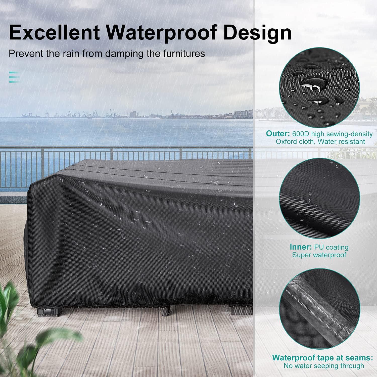 Black Heavy Duty Waterproof Patio Furniture Cover