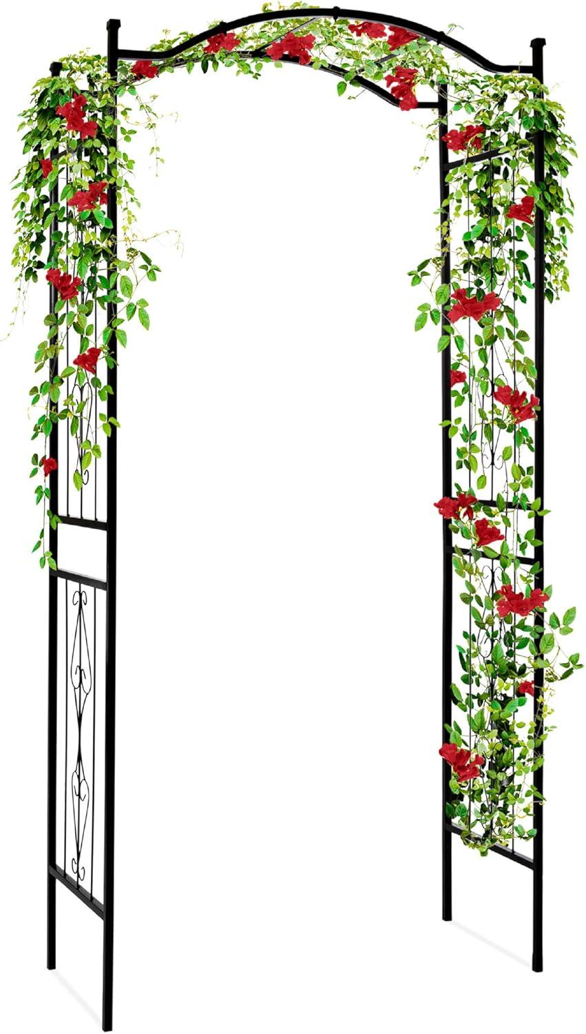 Best Choice Products 92 in. Steel Garden Arch Arbor Outdoor Trellis for Garden, Climbing Plants with Wire Lattice