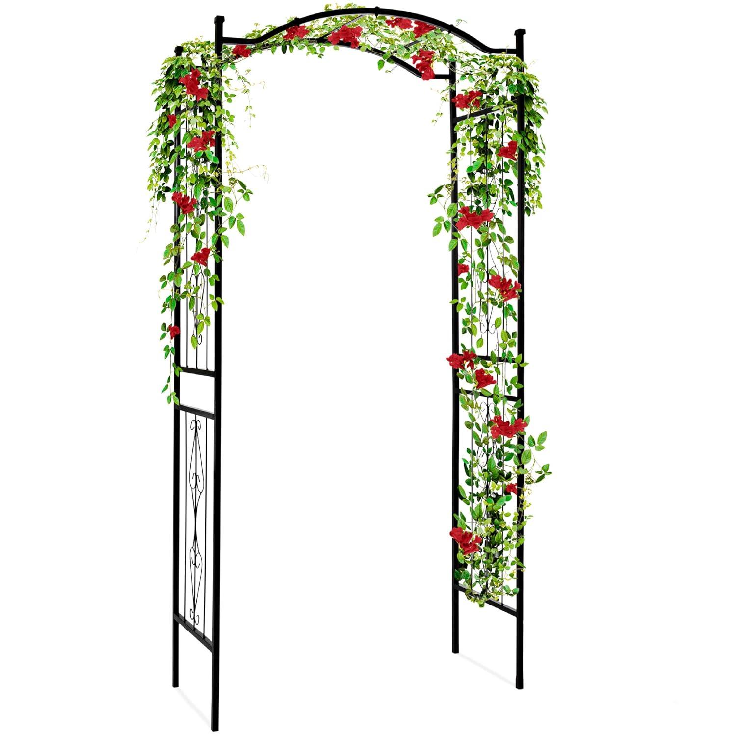 Best Choice Products 92 in. Steel Garden Arch Arbor Outdoor Trellis for Garden, Climbing Plants with Wire Lattice