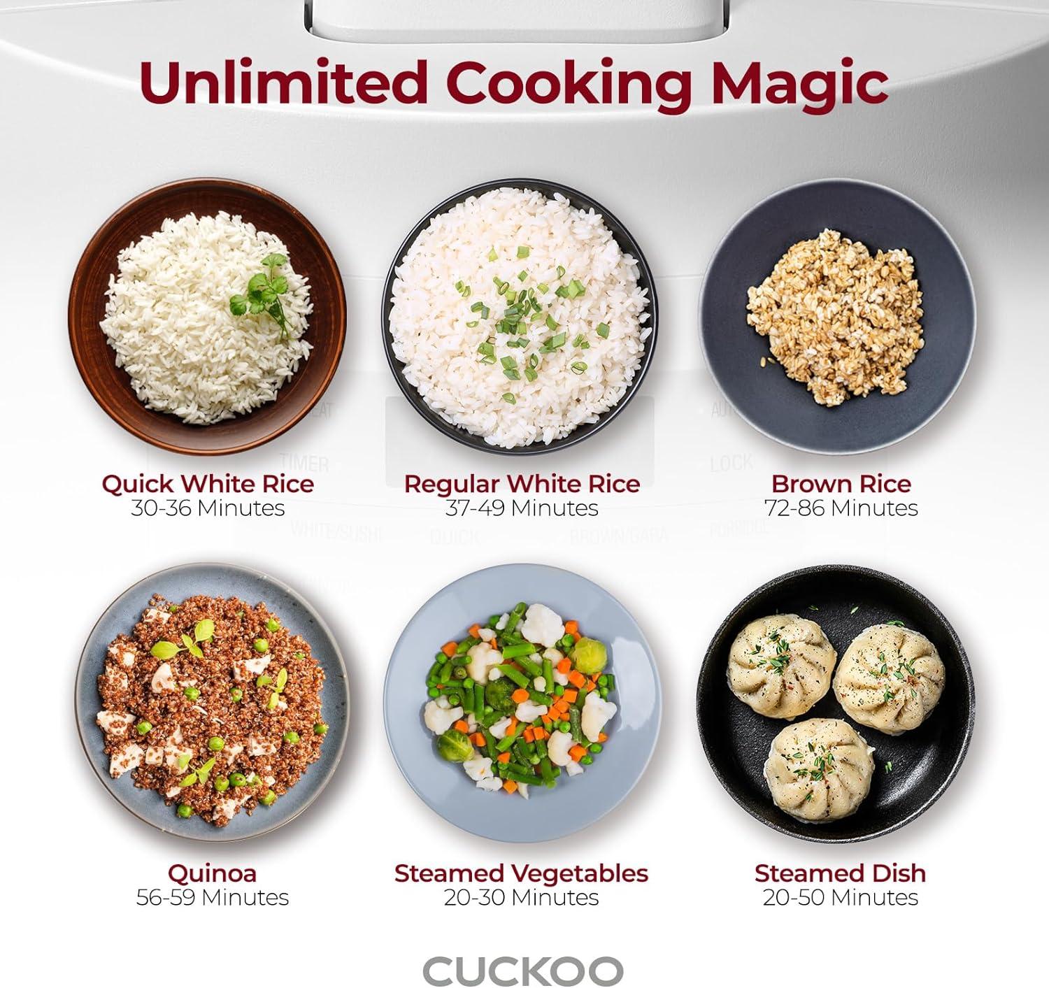 CUCKOO 6-Cup Uncooked / 12-Cup Cooked Micom Rice Cooker & Warmer w Non Stick Inner Pot, 11 Menu Modes inclu My Mode and Auto Clean CR-0641F