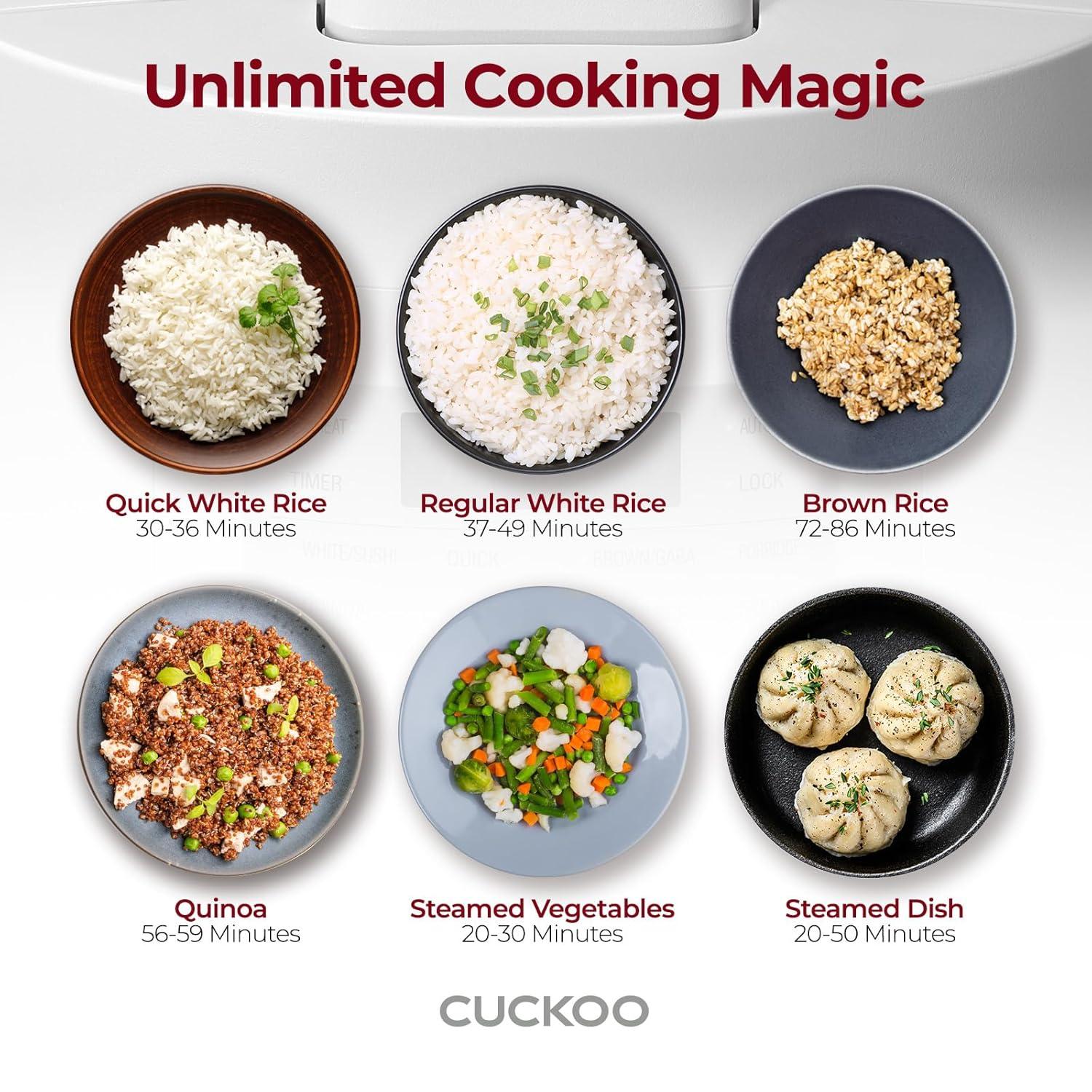 CUCKOO 6-Cup Uncooked / 12-Cup Cooked Micom Rice Cooker & Warmer w Non Stick Inner Pot, 11 Menu Modes inclu My Mode and Auto Clean CR-0641F