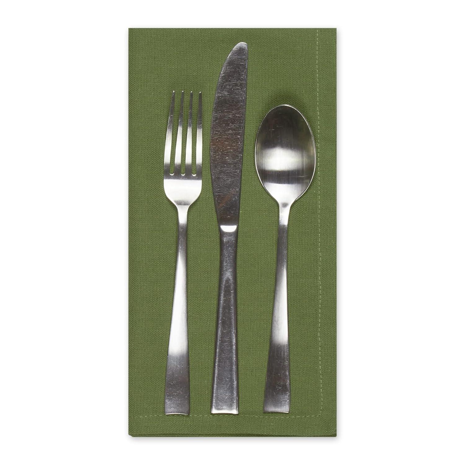 Design Imports  Solid Cotton Napkin Set 6 Piece, Antique Green, 20X20"
