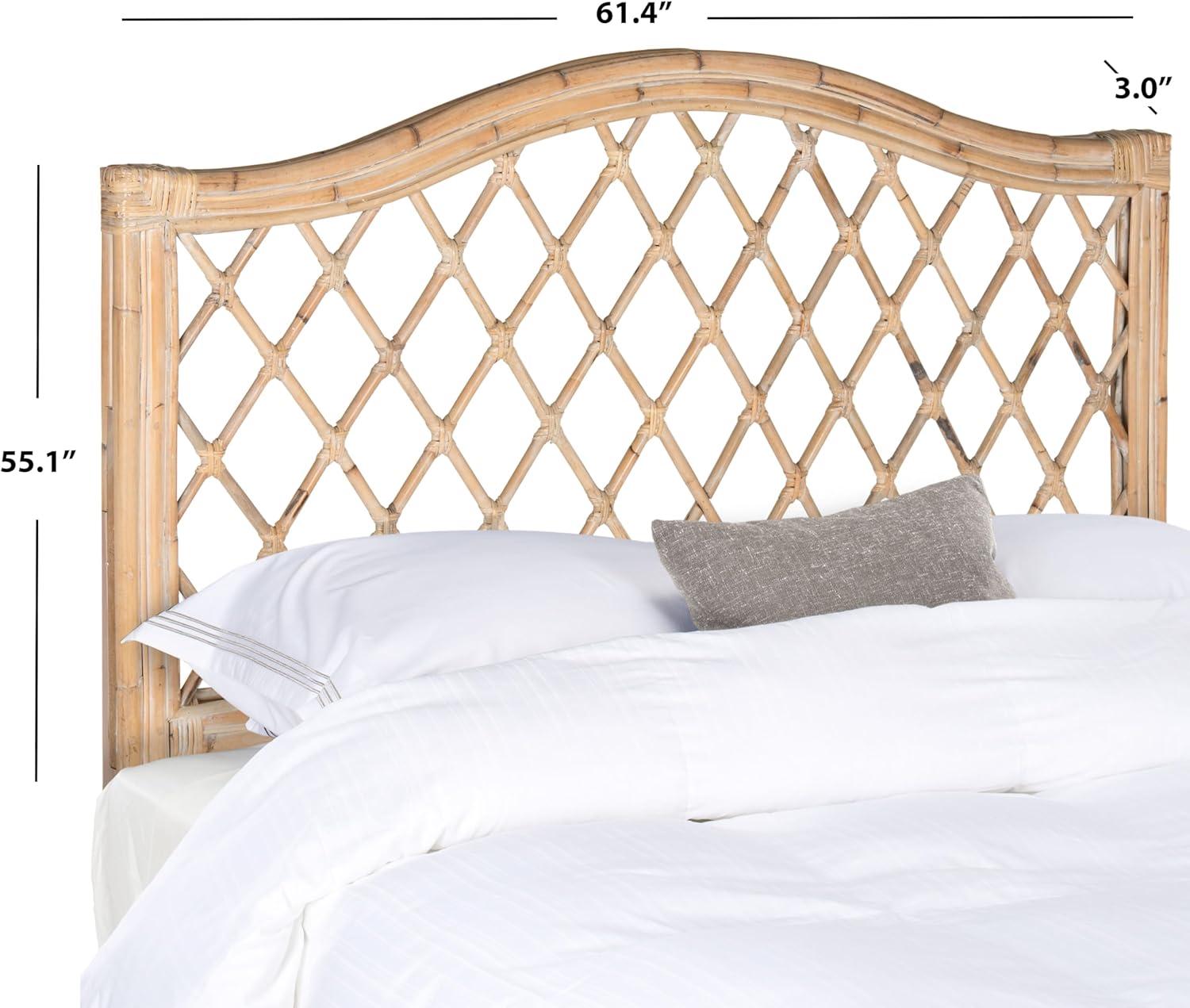 Natural Wicker Upholstered Queen Open-Frame Bed Headboard