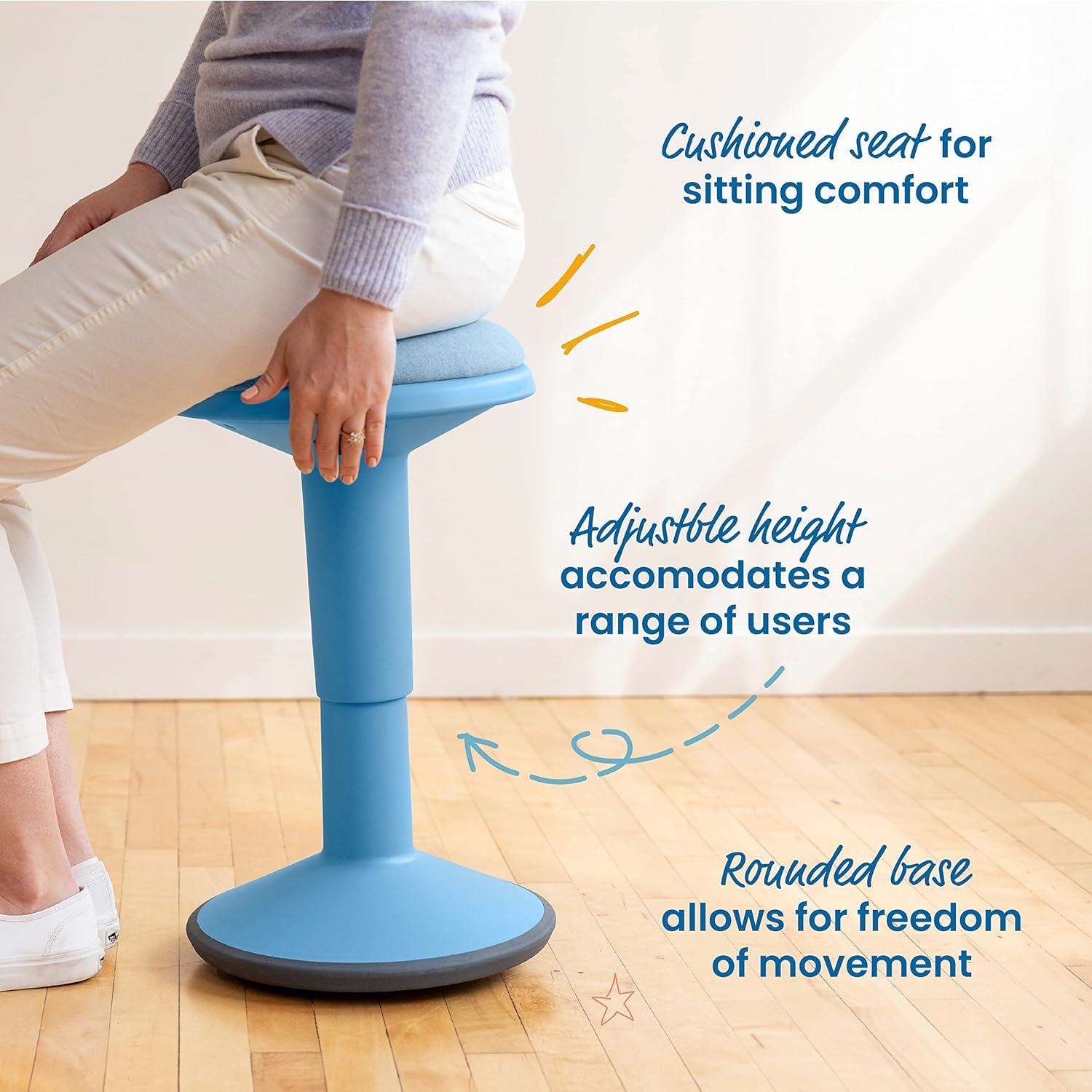 ECR4Kids ECR4Kids Sitwell Wobble Stool with Cushion, Adjustable Height, Active Seating